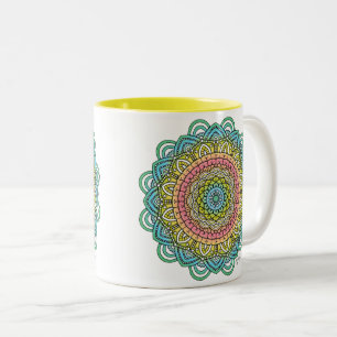 Pastel Defleur Mandala Two-Tone Coffee Mug
