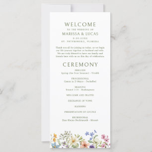 Pastel Delicate Wildflowers Wedding Program