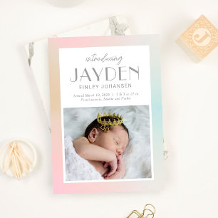 Pastel Delight Baby Birth Announcement