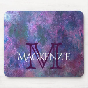 Pastel Desk Chic Pink Purple Blue Green Splatter Mouse Pad