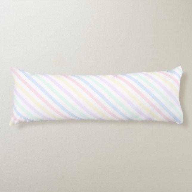 Pastel Diagonal Candy Stripes Body Cushion (Front)