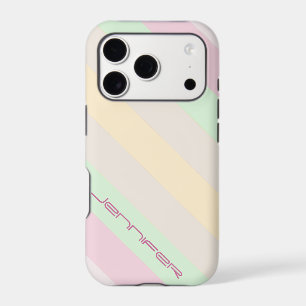 Pastel Diagonal Stripe Minimalist with Name