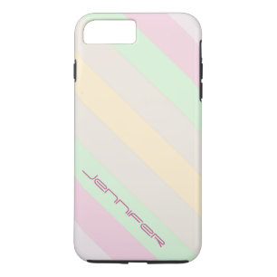 Pastel Diagonal Stripe with Custom Name, Tough Case-Mate iPhone Case