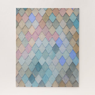 Pastel Diamond Pattern Mermaid Blue Green Pink Jigsaw Puzzle