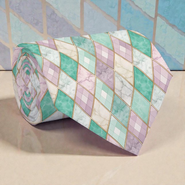 Pastel Diamond Pattern Necktie Tie (Creator Uploaded)