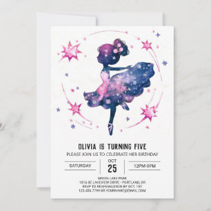 Pastel Digital Ballerina Birthday Invitation