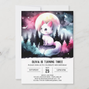 Pastel Digital Cat Birthday Invitation