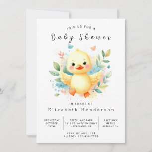Pastel Digital Duck Baby Shower Invitation