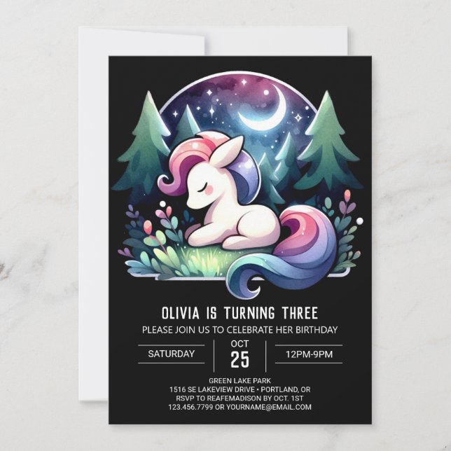 Pastel Digital Horse Birthday Invitation (Front)