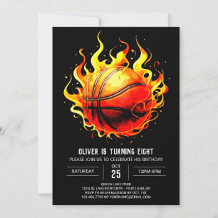 Pastel Digital Sport Basketball Birthday Invitation