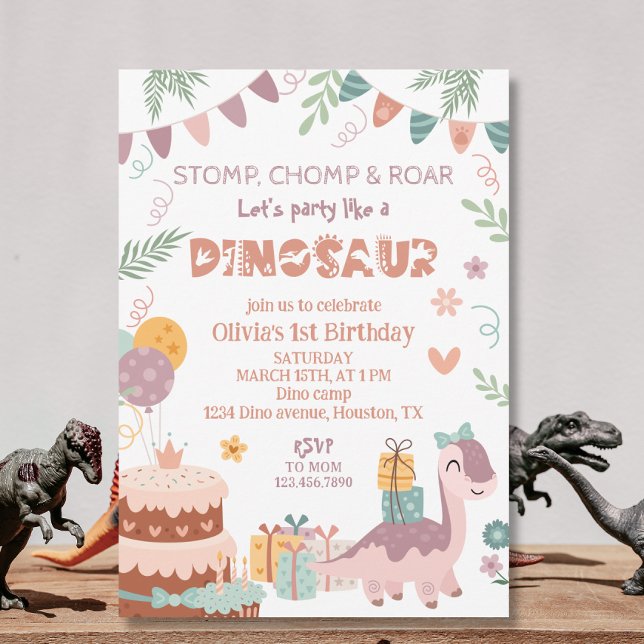 Pastel Dino Party Birthday Invitation (Creator Uploaded)