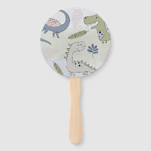 Pastel Dinosaur Hand Fan