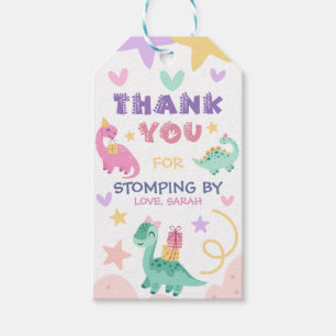 Pastel Dinosaur Kids Birthday Thank You Favour Gift Tags