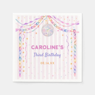Pastel Disco Ball Garland Birthday Party Napkins