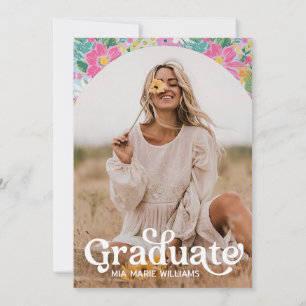Pastel Ditsy Floral Graduation Invitation Editable