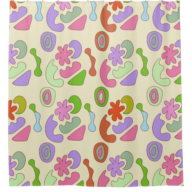 pastel doodle elements composition shower curtain (Front)