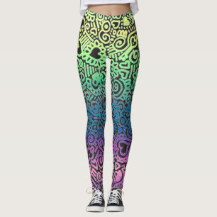 Pastel Doodle Pattern Leggings