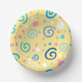Pastel Doodle Swirls & Dots Paper Plate