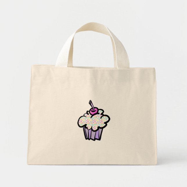 pastel dots cupcake mini tote bag (Front)