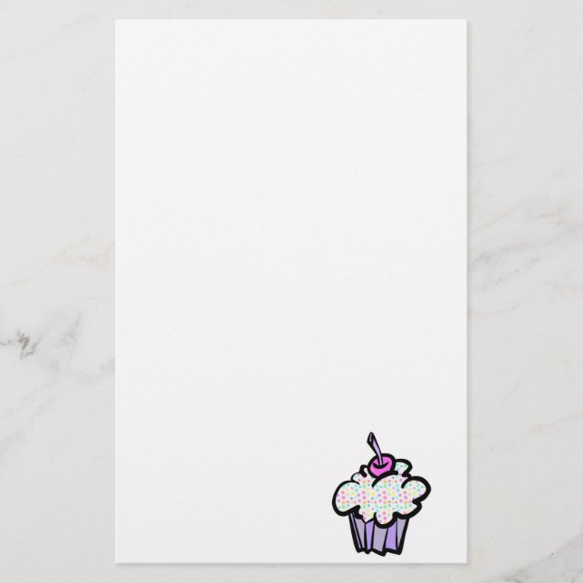 pastel dots cupcake stationery (Front)