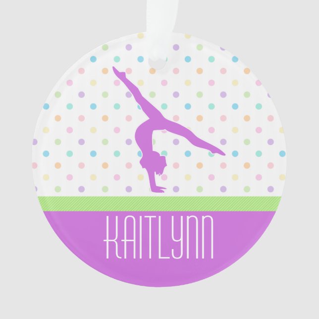 Pastel Dots Gymnastics Ornament (Front)