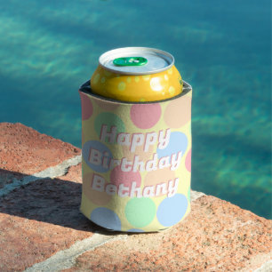 Pastel Dots Happy Birthday Personalised Kids Can Cooler