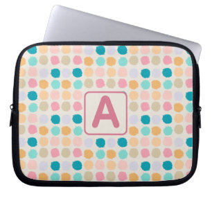 Pastel Dots Monogrammed Laptop Sleeve