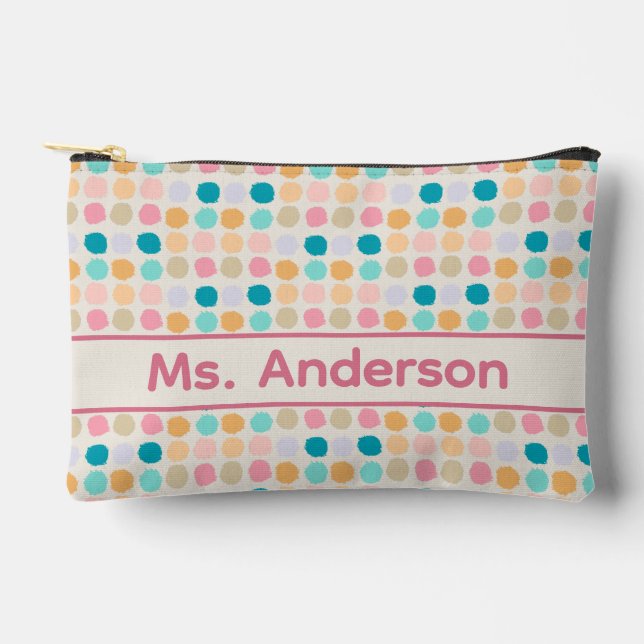 Pastel Dots School Supplies Pouch (Front)