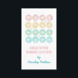 Pastel Doughnuts | Pastry Bakery Business Card<br><div class="desc">White business card with pastel-coloured doughnuts. A delicious business card for a pastry chef or bakery in pink,  white,  green,  yellow,  and blue.</div>