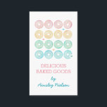 Pastel Doughnuts | Pastry Bakery Business Card<br><div class="desc">White business card with pastel-coloured doughnuts. A delicious business card for a pastry chef or bakery in pink,  white,  green,  yellow,  and blue.</div>