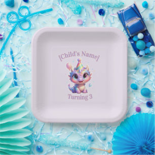 Pastel Dragon Birthday Adventure Paper Plates