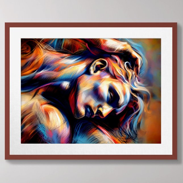 Pastel Drawing Abstract Rough Sketch Reclining Man Poster (Creator Uploaded)