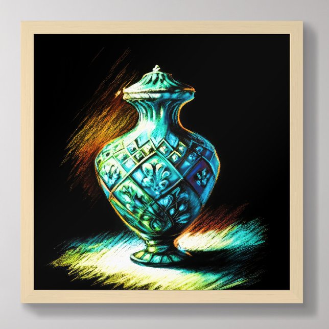 Pastel Drawing Colourful Glass Art Urn Poster (Creator Uploaded)