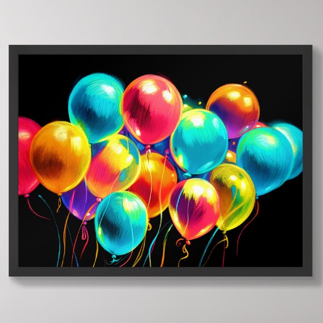 Pastel Drawing Colourful Joyful Bouquet of Balloon Poster (Creator Uploaded)