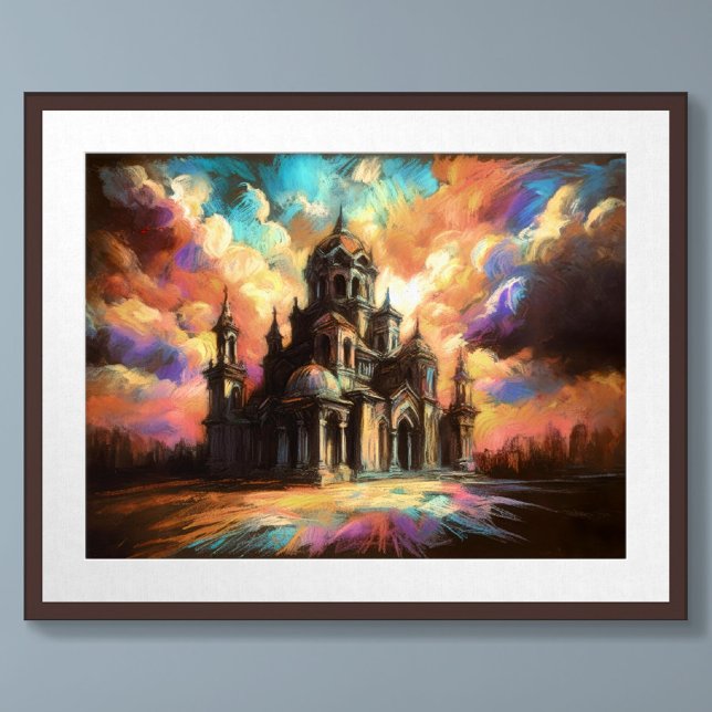 Pastel Drawing Eastern Style Building Fantasy Sky Poster (Creator Uploaded)
