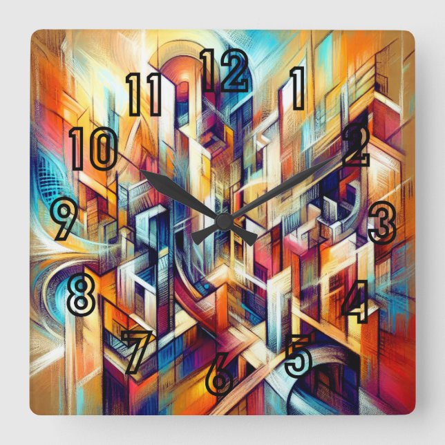 Pastel Drawing Intricate Abstract Design Square Wall Clock (Front)