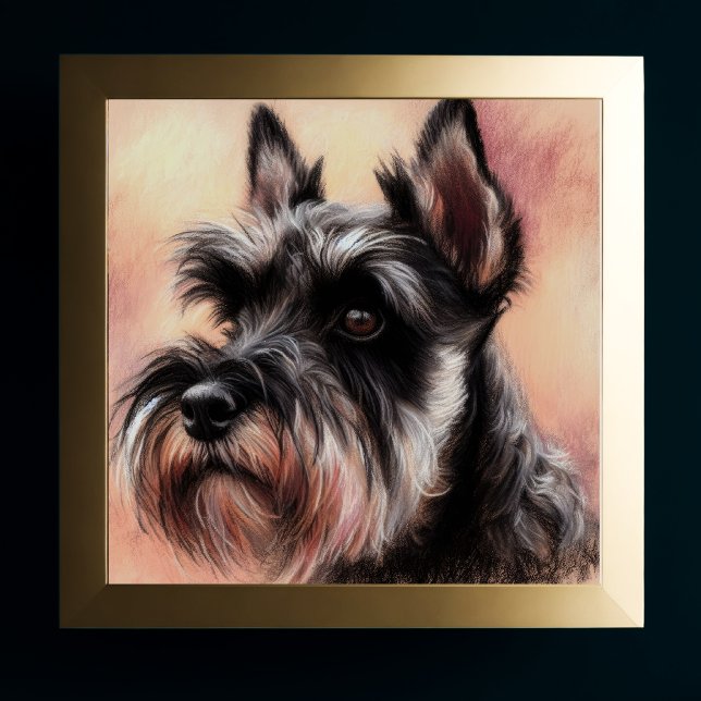 Pastel Drawing of a Schnauzer Dog Poster (Creator Uploaded)