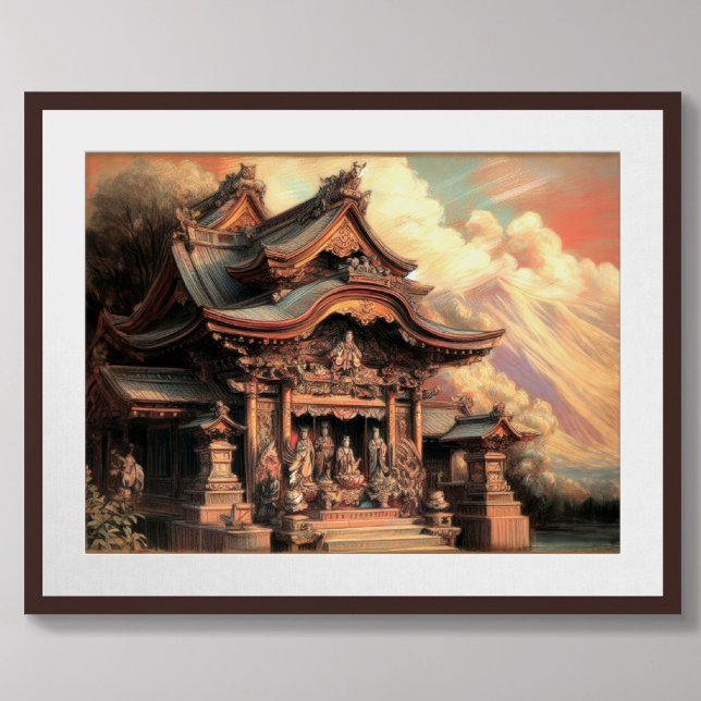 Pastel Drawing of Ancient Asian Temple Poster (Creator Uploaded)