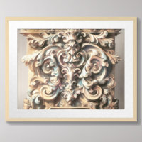 Pastel Drawing of Architecture Ornate Stone Carved