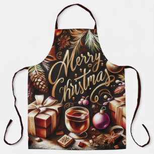 Pastel Drawing of Christmas Whimsical Apron