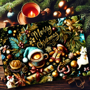 Pastel Drawing of Christmas Whimsical Card