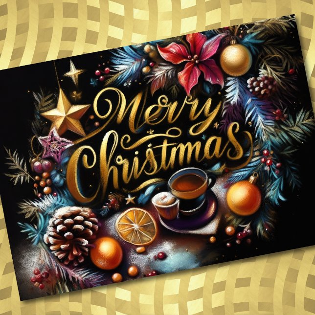 Pastel Drawing of Christmas Whimsical Holiday Card (Creator Uploaded)