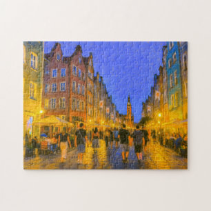 Pastel drawing of Danzig city gate view to Neptune Jigsaw Puzzle