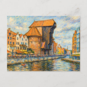 Pastel drawing of Danzig historic crane gate in da Holiday Postcard