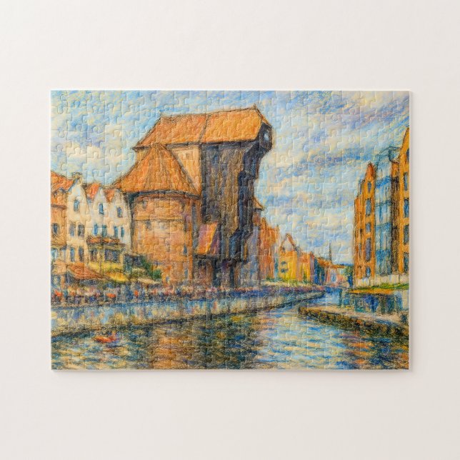 Pastel drawing of Danzig historic crane gate in da Jigsaw Puzzle (Horizontal)