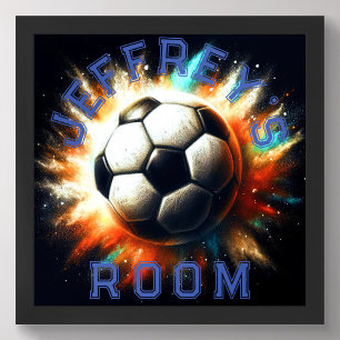Pastel Drawing Soccer Ball Burst Personalize Poster