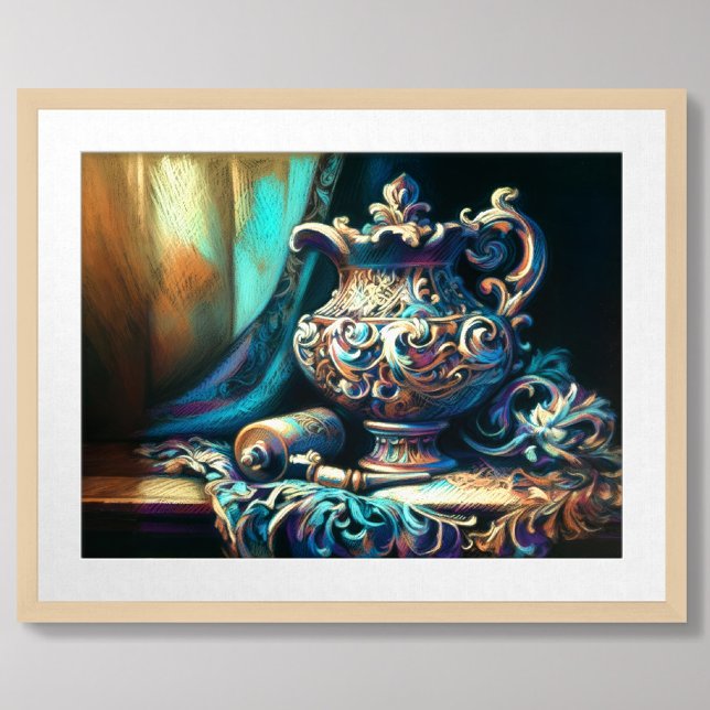 Pastel Drawing Still Life Vessel Fabric Poster (Creator Uploaded)