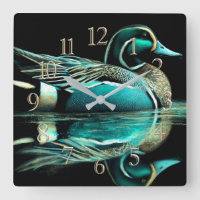 Pastel Drawing Teal Duck on Water