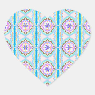 Pastel Dream Boho Geometric Kaleidoscope Heart Sticker