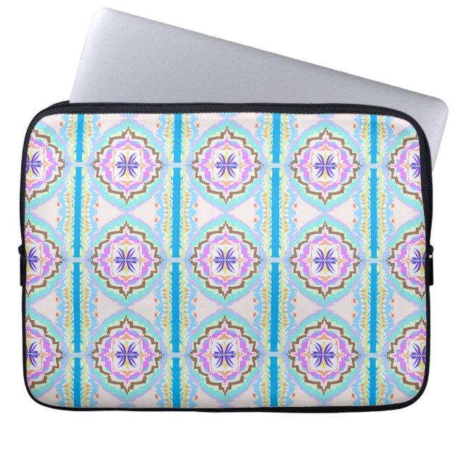Pastel Dream Boho Geometric Kaleidoscope Laptop Sleeve (Front)